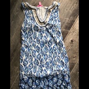 Lilly Pulitzer shell white blue gold dress xs